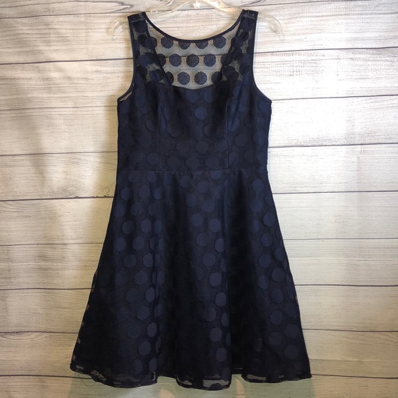 Betsey Johnson Dresses & Skirts - Betsey Johnson Navy Polka Dot Cocktail Dress